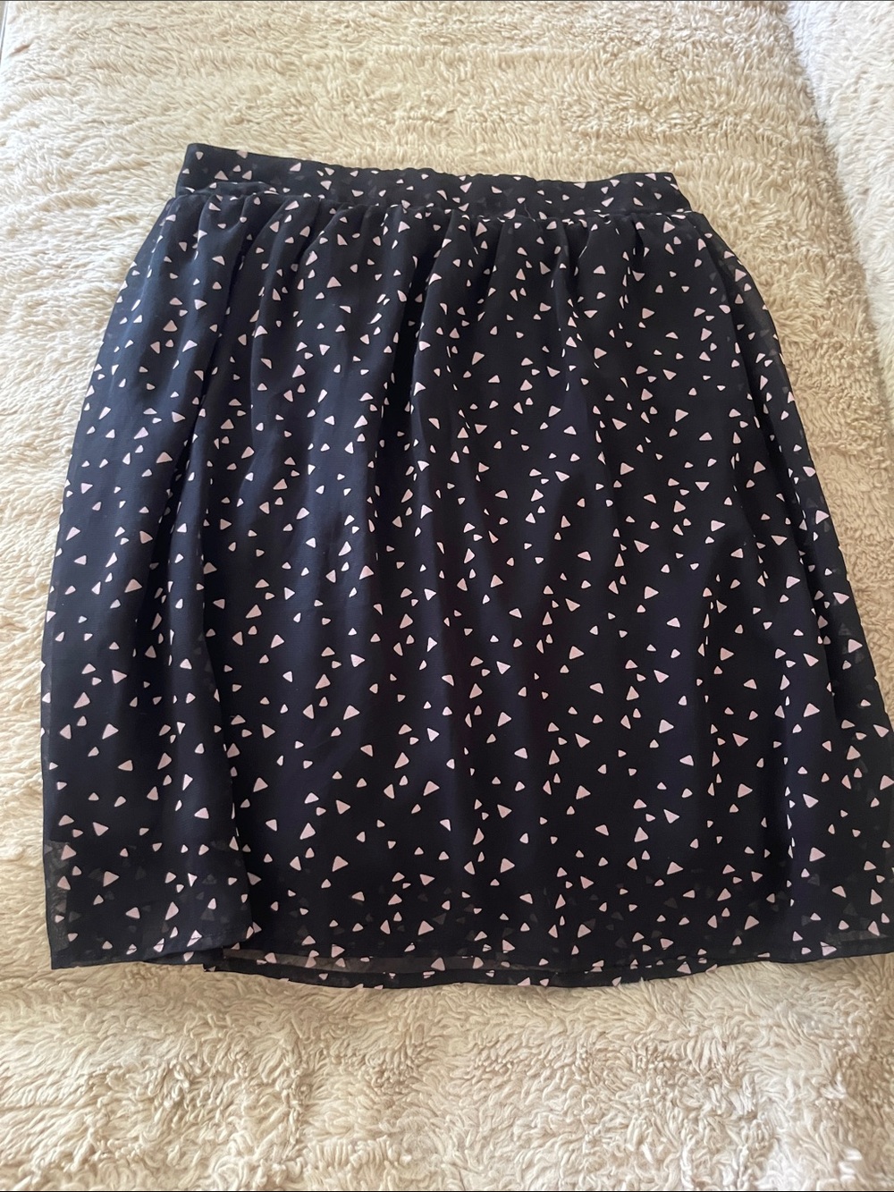 Classic Black Skirt with Pink Triangle Print - Women's Skirt